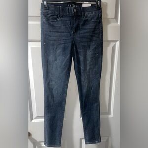 White House Black Market Mid-Rise Dark Wash Studded Skinny Ankle Jean